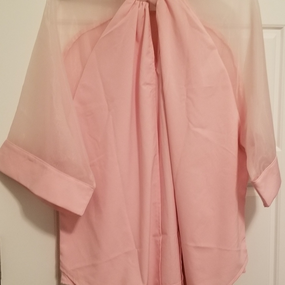 Vintage Peach blouse with mesh sleeves